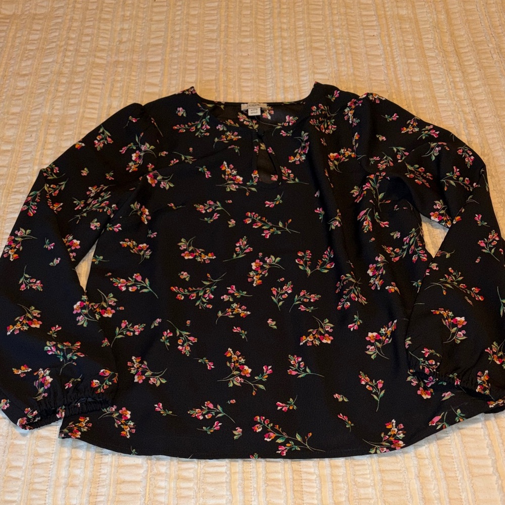 NWT J. Crew Factory Black Floral Blouse